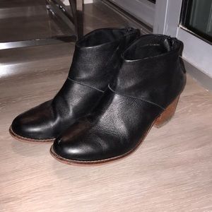 TOMS Black Leather Ankle Booties